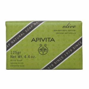 APIVITA Σαπόυνι Ελιά 125gr με Λάδι Ελιάς, Μέλι & Αιθέριο Έλαιο Γεράνι. Μπάρα Σαπουνιού που Καθαρίζει Απαλά, Ενυδατώνει & Θρέφει. Ιδανικό για Ξηρές Επιδερμίδες.