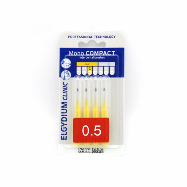 Elgydium Clinic Mono Compact Μεσοδόντια Βουρτσάκια 0.5mm Κίτρινα 4τμχ Pharmacity