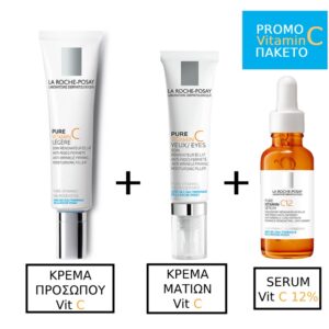 La Roche Posay Pure Vitamin C Προσώπου ΚανονικέςΜεικτές Επιδερμίδες 40ml & Pure Vitamin C Αντιγηραντική, Συσφικτική Ματιών 15ml & La Roche Posay Pure Vitamin C12 Serum Aντιοξειδωτικός Αντιρυτιδικός Ορός με Βιταμίνη C, 30ml