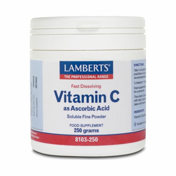 Lamberts Vitamin C as Ascorbic Acid Βιταμίνη για Ενέργεια & Ανοσοποιητικό 500mg 250gr