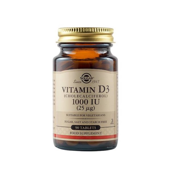 Solgar Vitamin D3 1000IU Συμπλήρωμα Διατροφής με βιταμίνη D3 90 ταμπλέτες