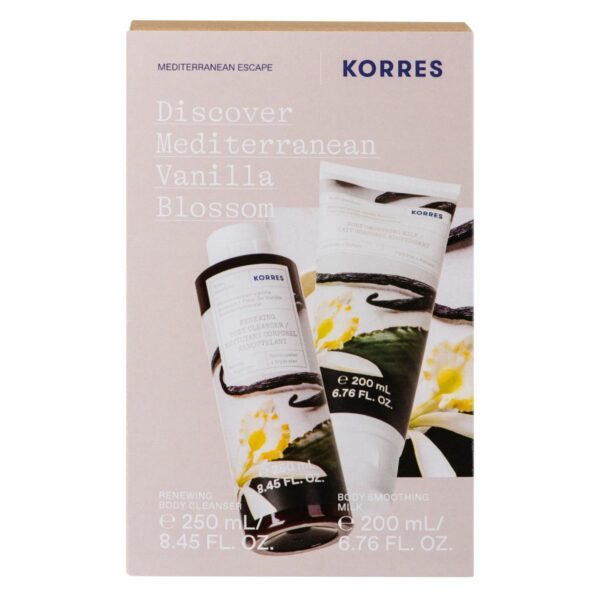 Korres Discover Mediterranean Vanilla Blossom Promo με Body Cleanser Αφρόλουτρο Βανίλια, 250ml & Body Smoothing Milk Ενυδατικό Γαλάκτωμα Βανίλια, 200ml, 1σετ