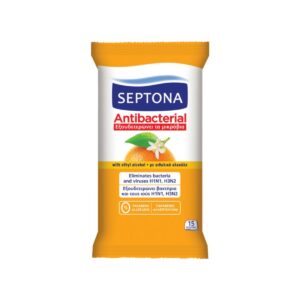 Septona Antibacterial Hand Wipes Aντιβακτηριακά Mαντηλάκια Xεριών Ανθός Πορτοκαλιού , 1 Συσκ. (15τμχ)