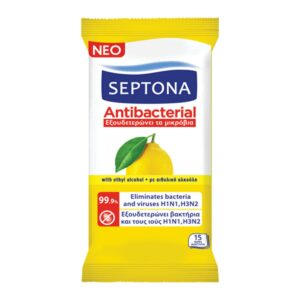 Septona Antibacterial Hand Wipes Lemon Αντιβακτηριδιακά Μαντηλάκια Χεριών Λεμόνι,1τεμ
