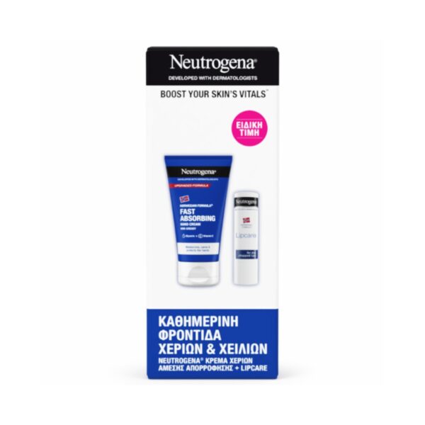 Neutrogena Promo Pack Norwegian Formula Εντατική Φροντίδα Χεριών & Χειλιών με Hand Cream Fast Absorbing Κρέμα Χεριών Άμεσης Απορρόφησης, 75ml & Lipcare Ενυδατικό Στικ Χειλιών, 4,8g, 1σετ