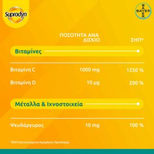 Supradyn Immunity Βιταμίνη C 1000mg, Βιταμίνη D & Ψευδάργυρο, 30eff.tabs