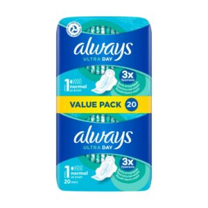 Always Value Pack Ultra Normal (Μέγεθος 1) Σερβιέτες με Φτερά, 20τεμ